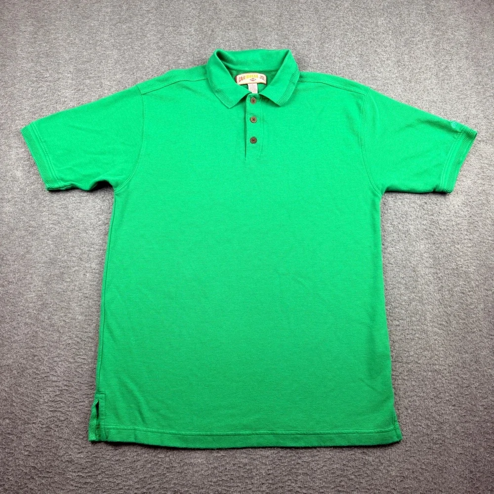 Caribbean Joe Men's S Small Short Sleeve Polo Shirt Green Rayon Blend Casual